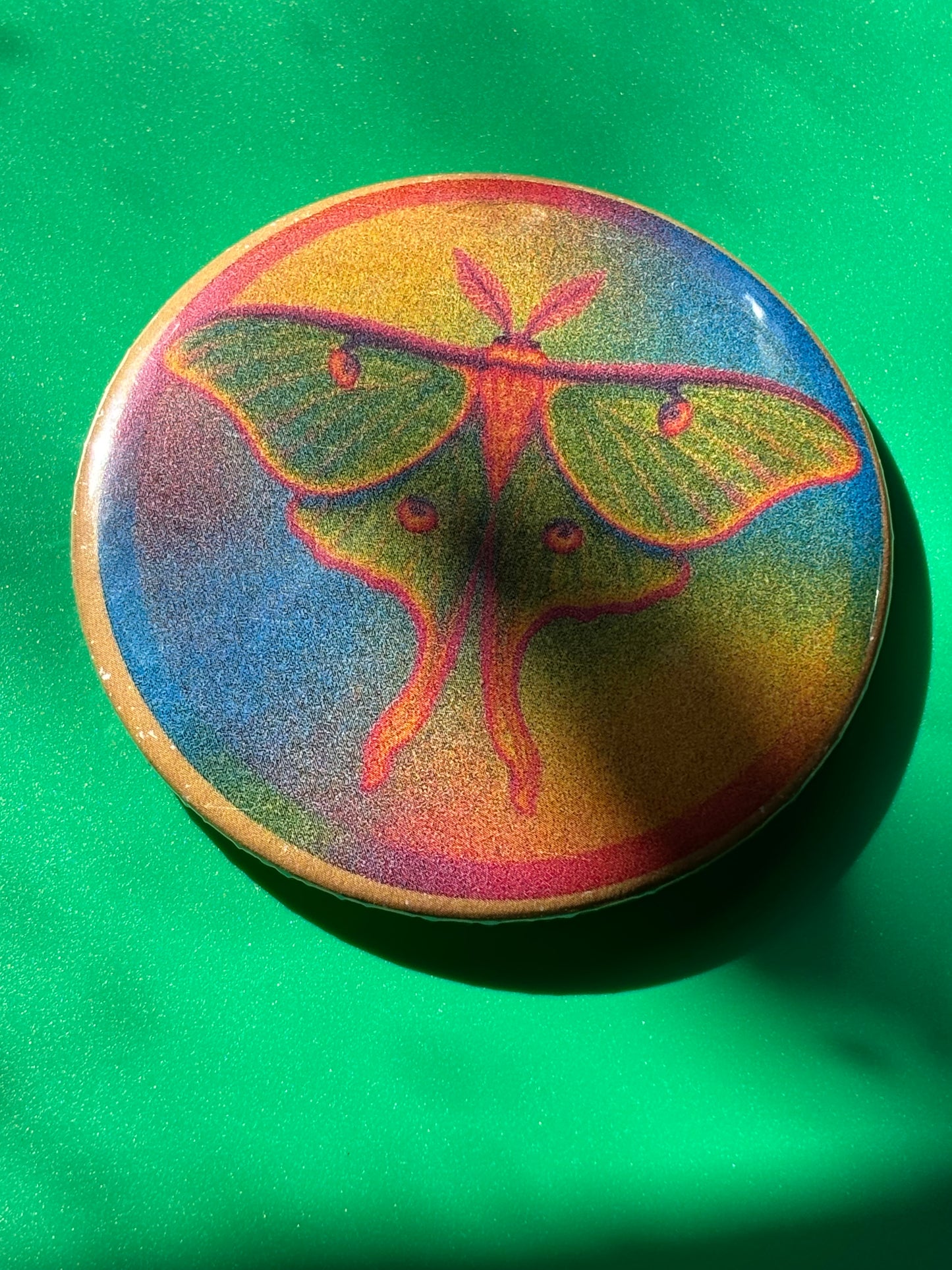 Luna Moth Risograph style 3 inch Pin-back Button