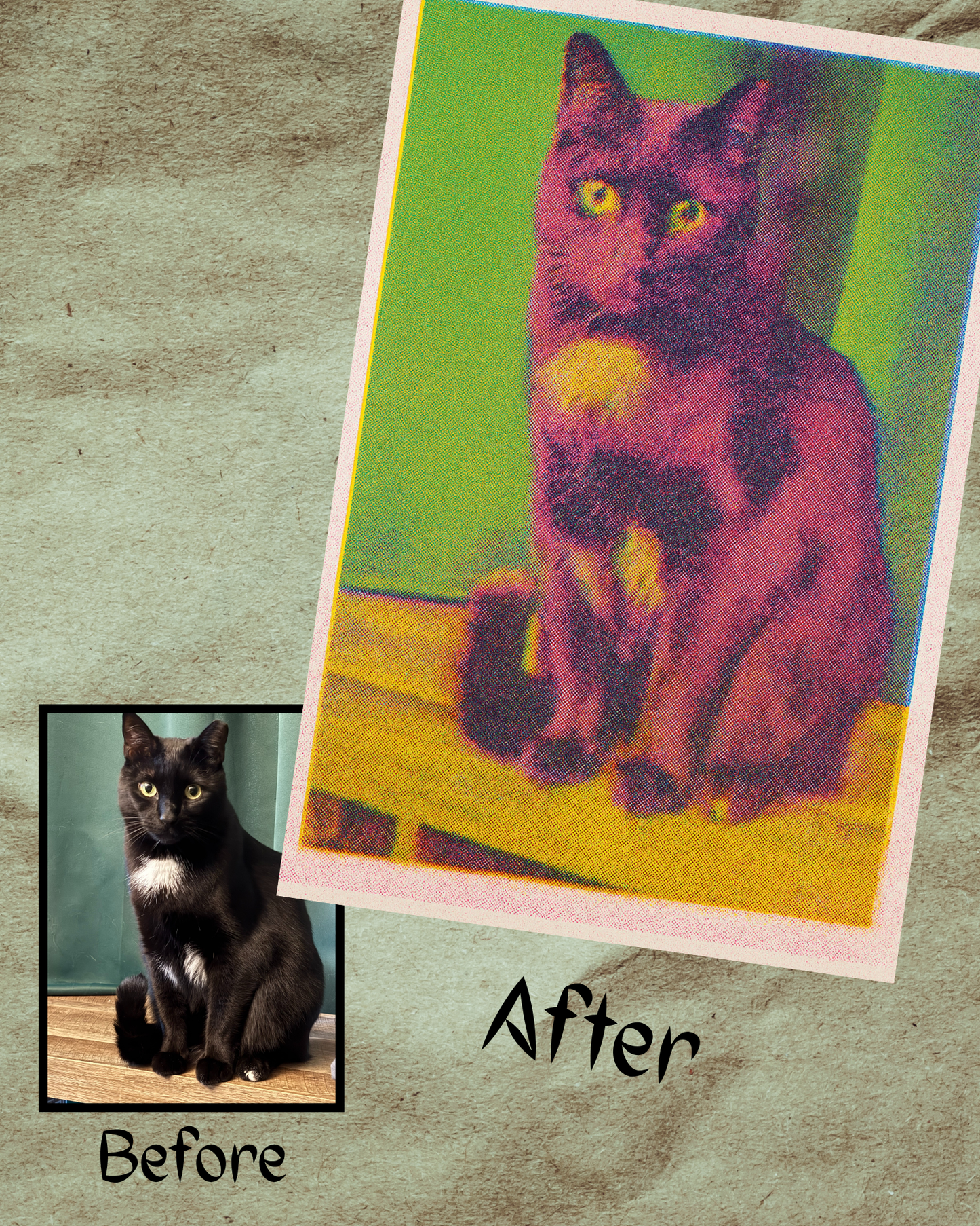 Custom Made Digital Risograph Pet Portrait