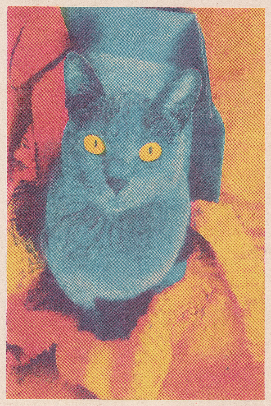 Custom Made Digital Risograph Pet Portrait