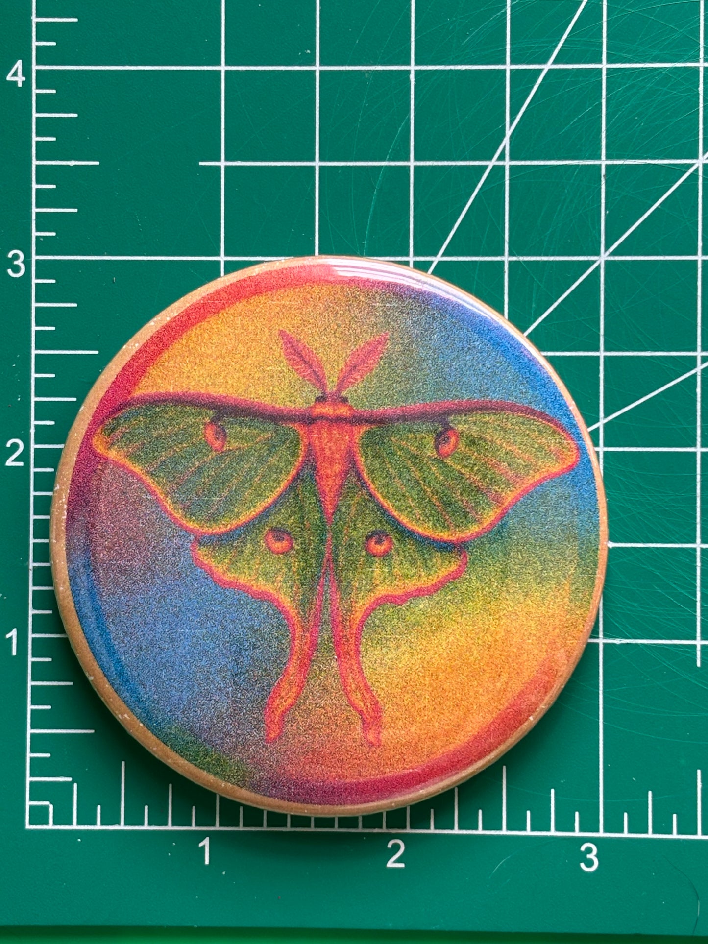Luna Moth Risograph style 3 inch Pin-back Button
