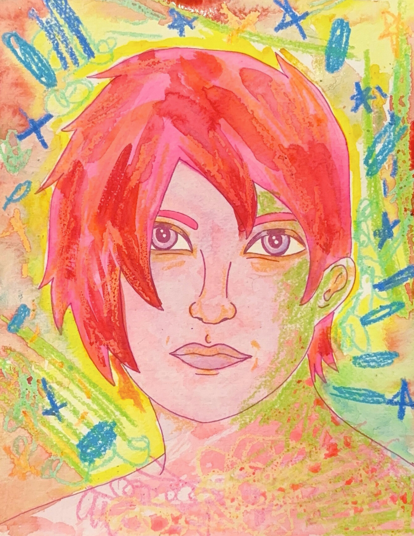 Original 8 by 10 inch mix media painting: Queer beauty