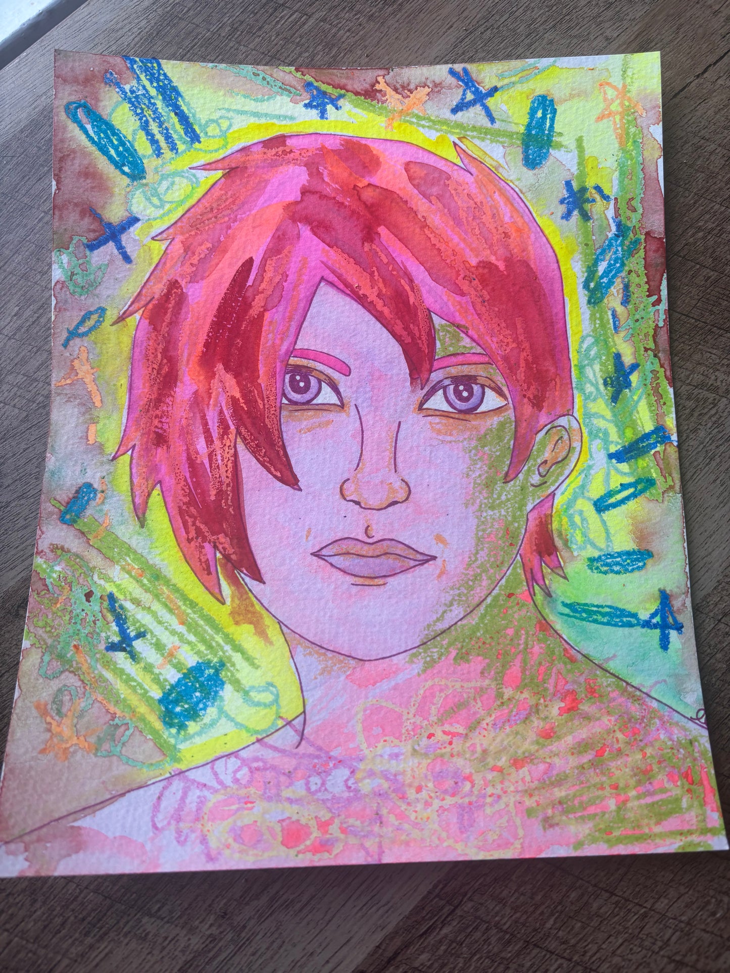 Original 8 by 10 inch mix media painting: Queer beauty